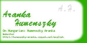 aranka humenszky business card